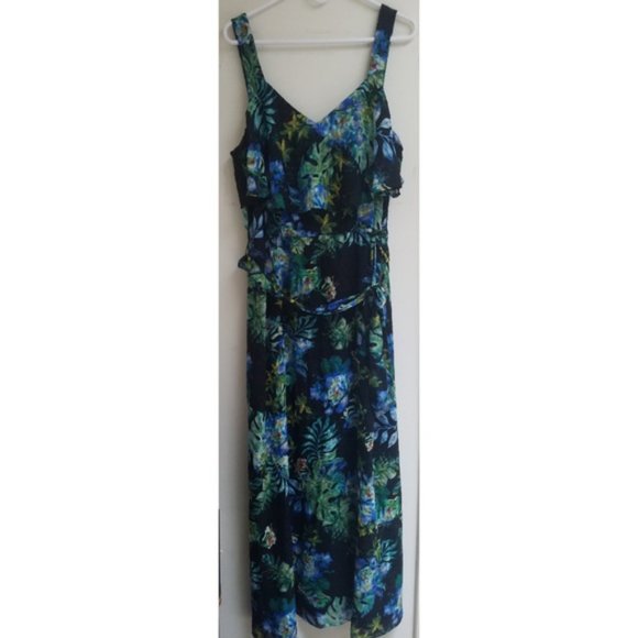 Adrianna Papell Tropical Print Burnout Textured Maxi Dress Sz 12 NWT - Picture 5 of 11